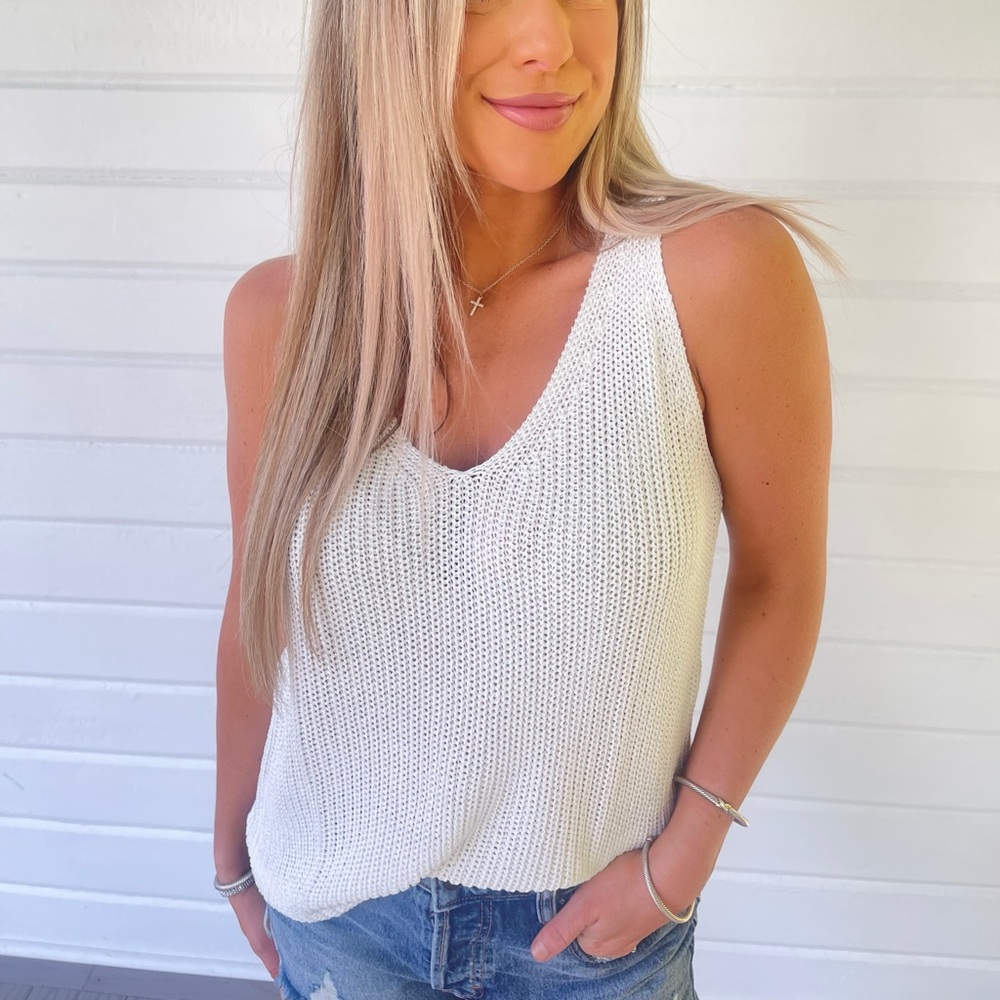 White Lace V-Neck Dress